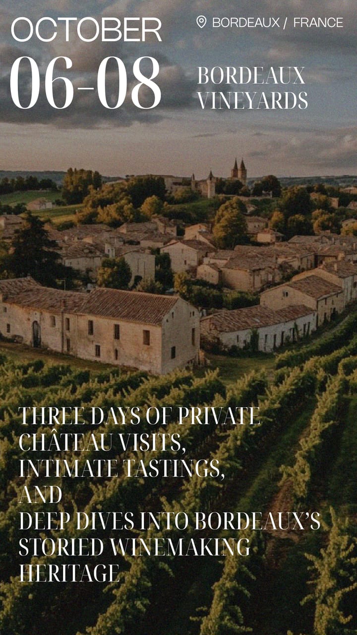 The club's announcement for three days in the Bordeaux vineyards.