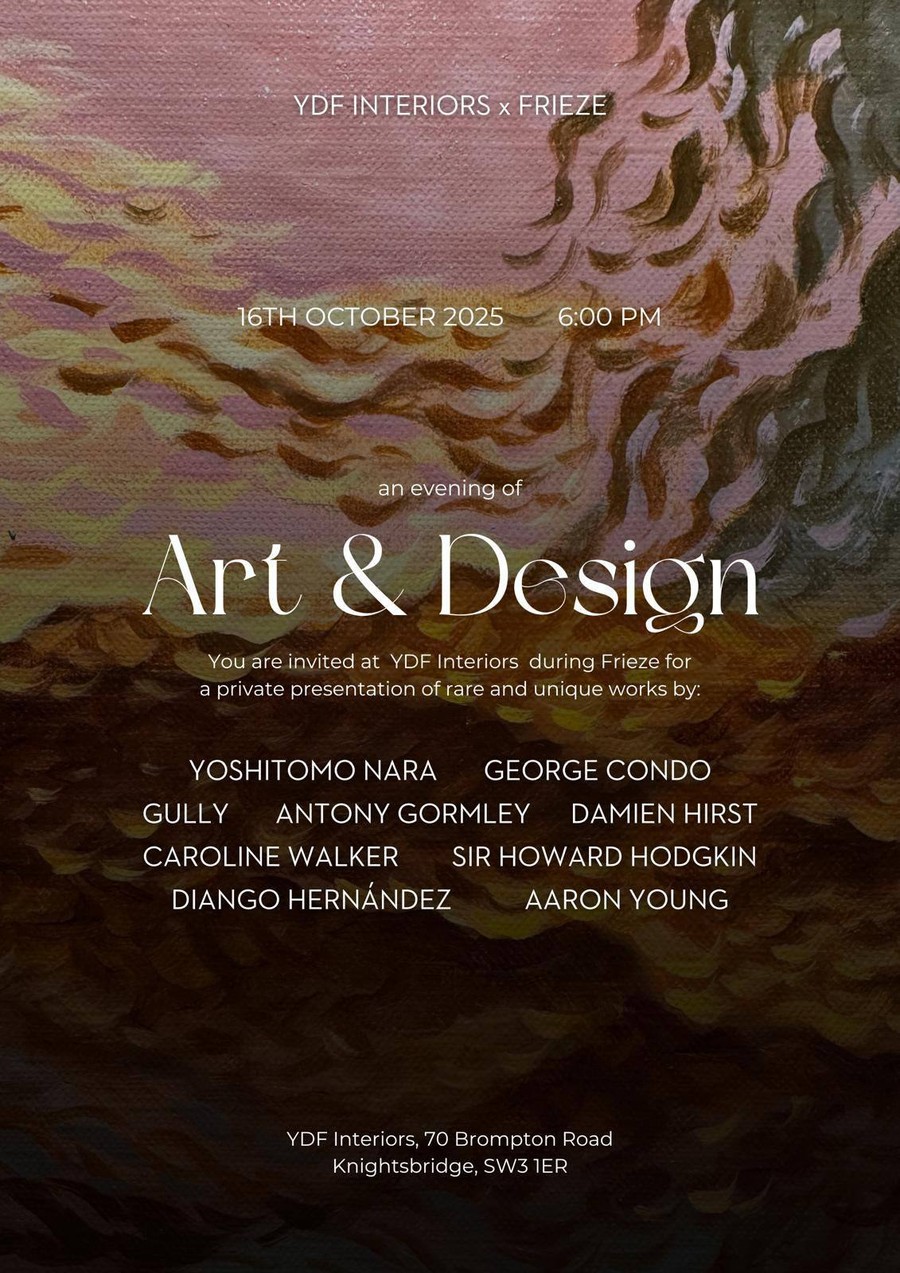The club's invitation to the evening of art and design at YDF Interiors during Frieze.